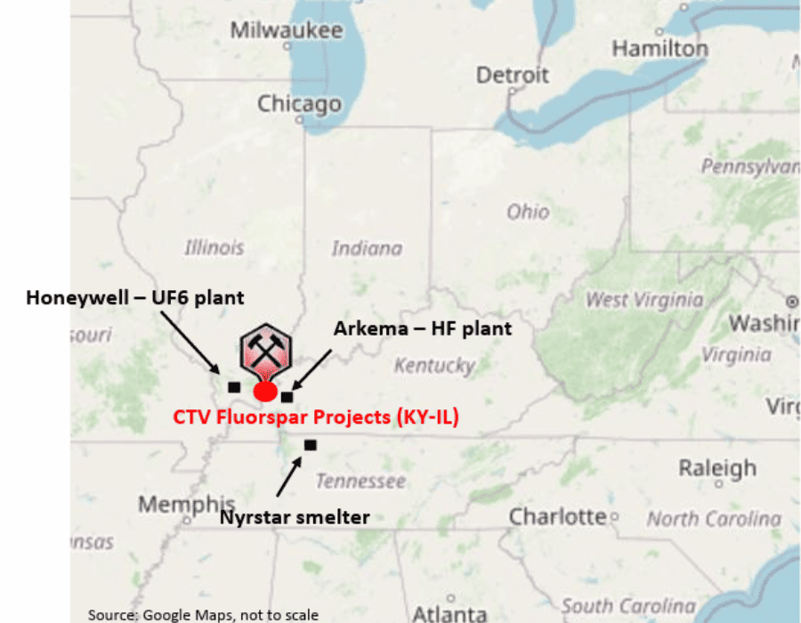CleanTech fluorspar project location map